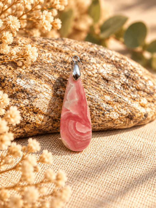 Pendentif en Rhodocrosite Naturelle – Pierre d'Amour de Soi